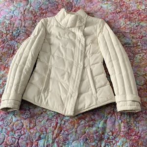 Danier cream leather puffer jacket. Size XS